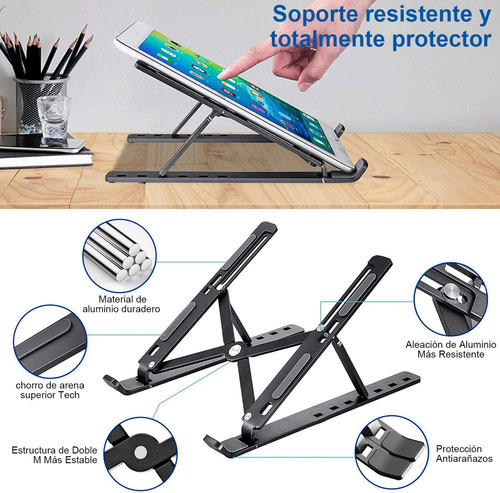 Soporte para Laptop, Base Refrigerante Computadora Ajustable con Múltiples Ángulos, Soporte Laptop Portátil y Plegable, Base Ergonomico para Laptop y Tabletas