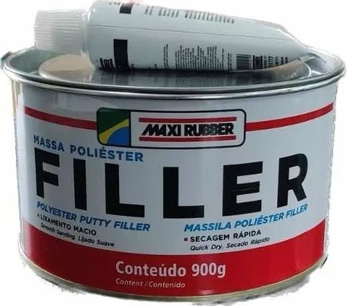 Massa Poliester Correção Automotiva Filler Maxi Rubber 900g