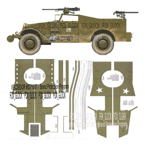 White M3a1 Scout Cd Car Escala 1.25 Papercraft