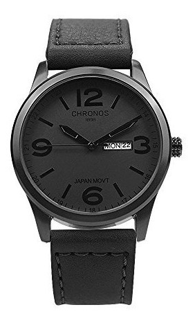 Chronos Quartz Leather Reloj De Pulsera Impermeable Clasico 