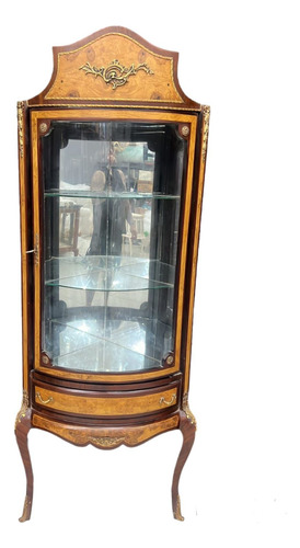 Cristaleira Bombê Marchetada Com Apliques De Bronze