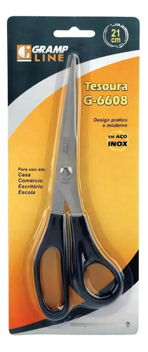 Tesoura G-6608 Aco Inox Cb.preto 21cm Cor Preto