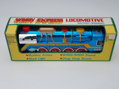 Locomotora De Lámina Windy Express De Baterias Años 60´s