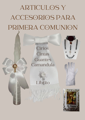 Kit Primera Comunión Niño (cirio+cinta+rosario+guante+libro)