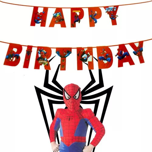 Cartel Feliz Cumpleaños- Spiderman, Hombre Araña - Cocktail Store