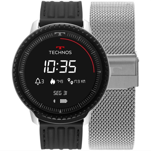 Relógio Technos Connect Id Smartwatch L5ab/4p 48mm Aço Prata