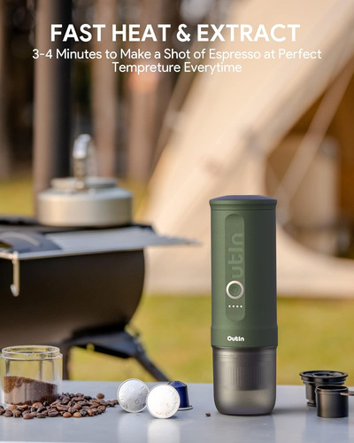 Outin Nano Cafetera Espresso Eléctrica Portátil Con 3-4 M...