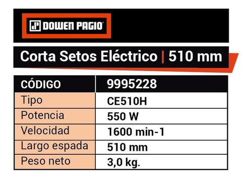 Imagen 5 de 9 de Cortacerco Eléctrico 510 Mm 550 W 220 V Dowen Pagio 9995228