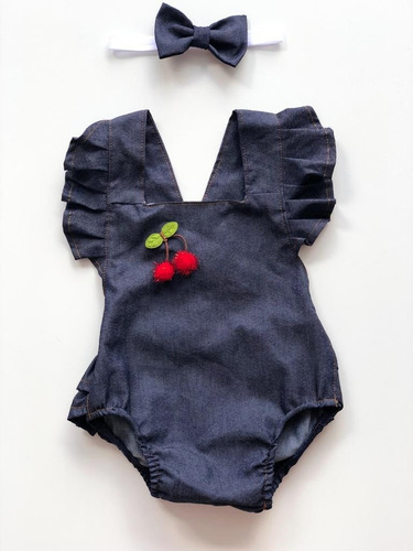 Body Romper Bebê Menina Jeans Verão Mini Diva