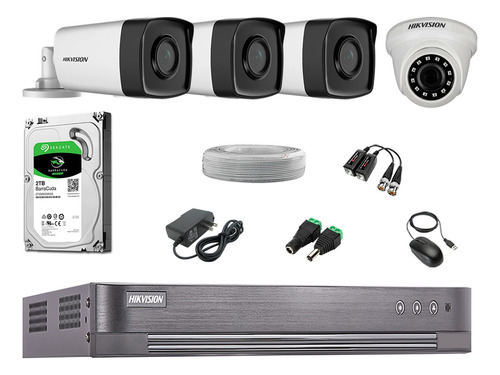 Kit 4 Cámaras De Seguridad It3f Hikvision Full Hd 2tb 40m Ir