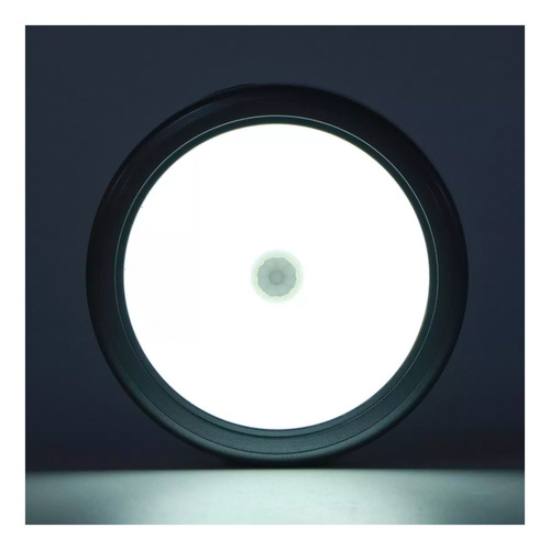 Panel Redondo Led Eco Sobrepuesto Negro Con Sensor 12w