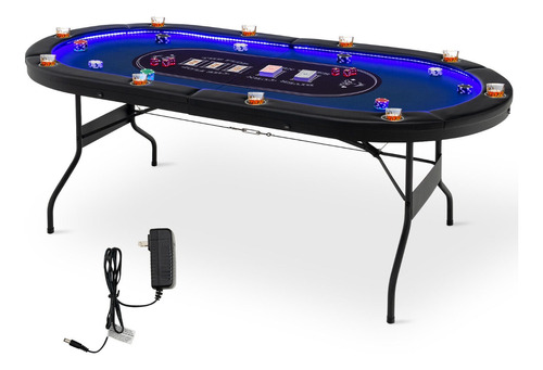 Mesa De Poker Plegable Para 10 Jugadores Luces Led Usb 