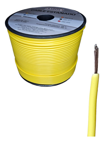 Rollo Cable Estañado Unipolar Calibre 22awg Amarillo 100m 