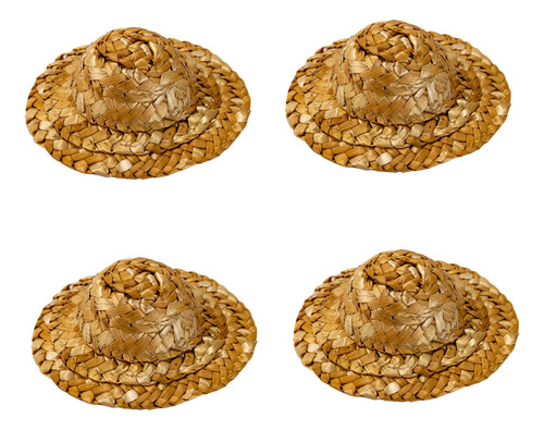 Gorro De Paja Tejido A Mano, Modelo Lovely Hats, 4 Unidades