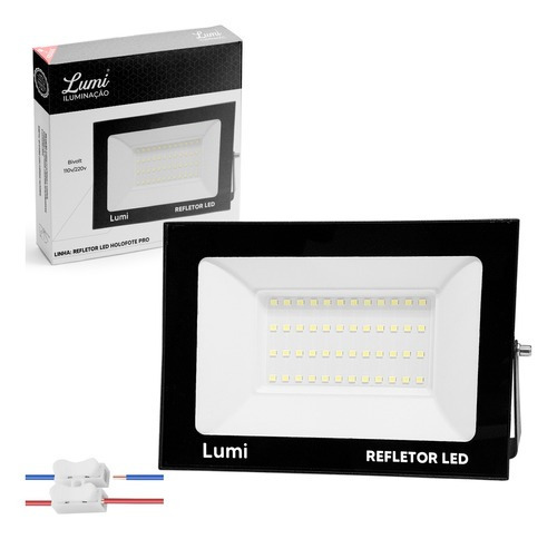 Luminario Refletor Super Led 200w Holofote Bivolt Prova D'água Cor Da Luz Branco Frio Pro Lumi Premium