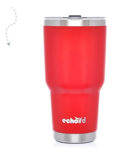 Copo Térmico Inox Com Tampa 900 Ml Vermelho Echolife Cp0024