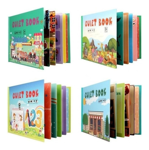 4x Montessori Quiet Book Habilidades Motoras Finas Para