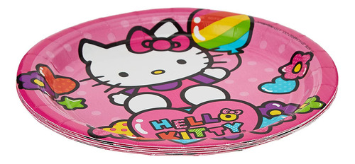 Amscan Adorable Hello Kitty - Platos Redondos De Arcoíris, 7