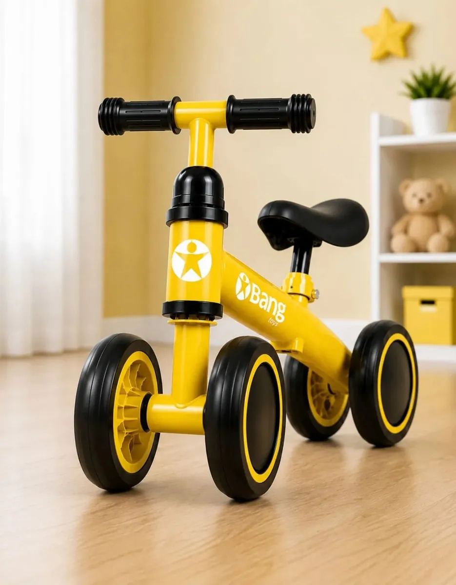 Bicicleta Equilibrio 4 Rodas Sem Pedal Primeira Motoca 2 Ano Amarelo