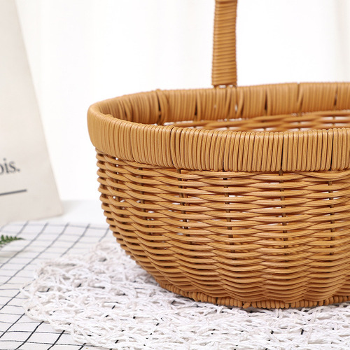 Canasta De Imitación De Mimbre Tejida A Mano Para Picnic