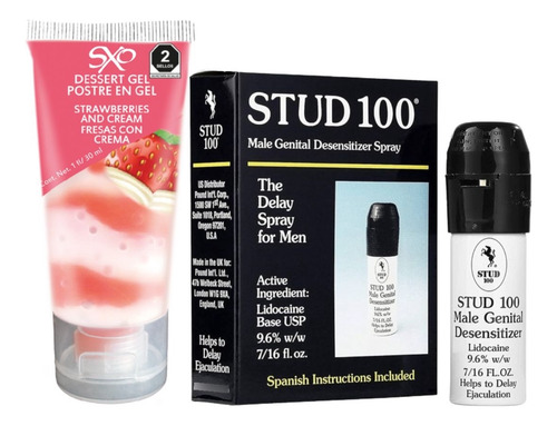 Lubricante Postre Fresas C/ Crema 30ml + Stud 100 Original Fresas Con Crema