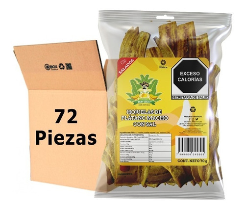 Chips De Platáno Macho 72 Piezas | Salado | Snack Saludable