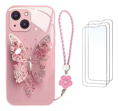 Funda  Teléfono Con Mariposa Rosa/cordón Para Iphone11