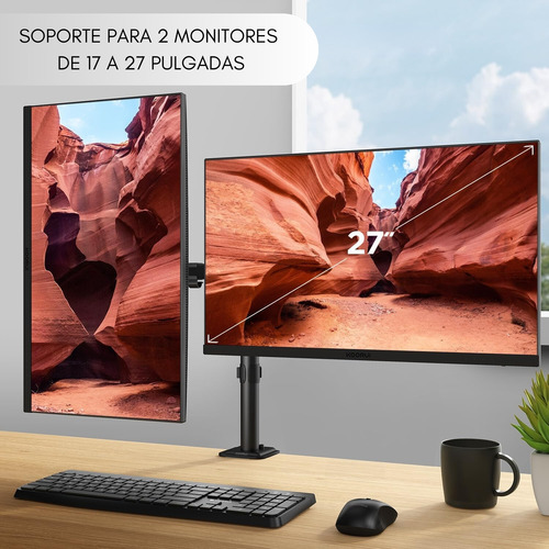 Soporte Doble Monitor Televisor Escritorio Brazo 17-27 3-6kg