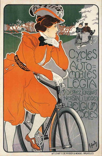 Lienzo Canvas Poster Bicicleta Autos Legia Bélgica 77x50