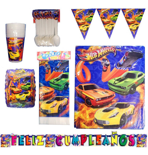 Decoración Infantil Fiesta Hot Wheels Carros Set X12