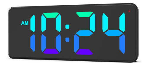 Reloj De Pared Led Digital Rgb Con Dígitos Grandes Atenuació