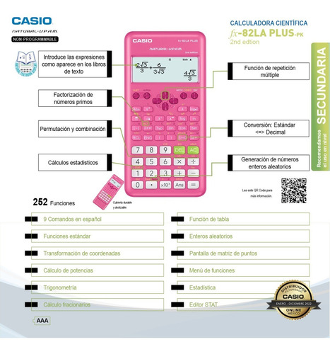 Imagen 3 de 7 de Calculadora Científica Casio Fx-82laplus Con Usb Adata 32gb