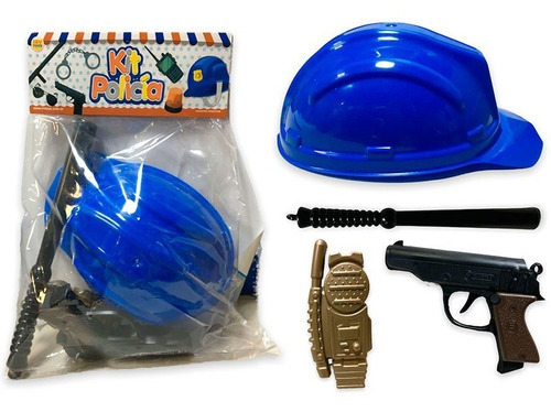 Kit Policía Juguete Casco Pistola Con Accesorios Disfraz