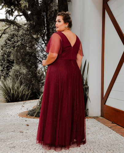 Vestido Festa Azul Royal Plus Size Madrinha Casamento Brilho