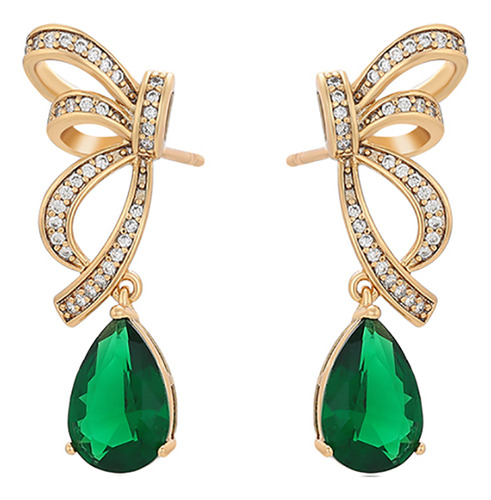 Aretes Mariposa Con Swarovski Esmeralda Colgante Oro 14k Lam