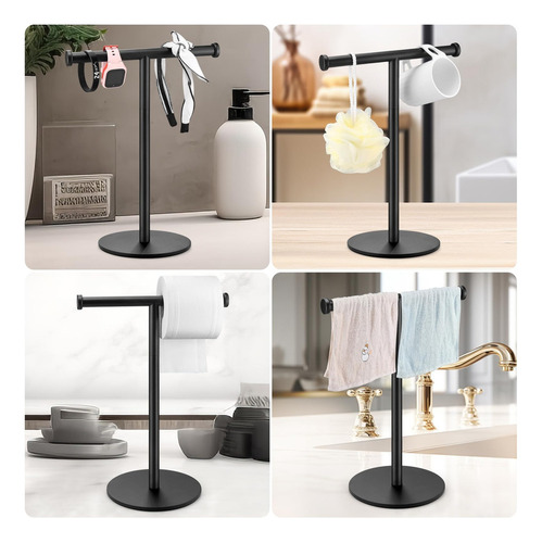 / Soporte Para Toallas De Mano En Forma De T, Toallero Negro