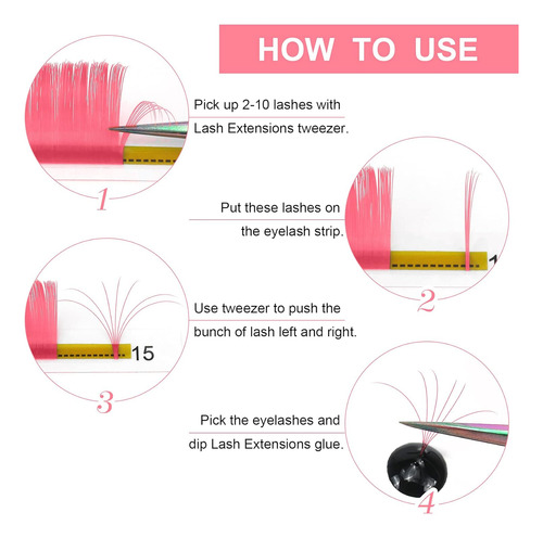 Easy Fan D-0.07-8-15 - Extensiones De Pestañas De Color Rosa