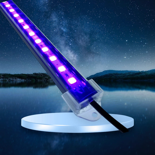 Luminária Led 140cm P/ Aquário Com Fonte Luzes Roxa 12v