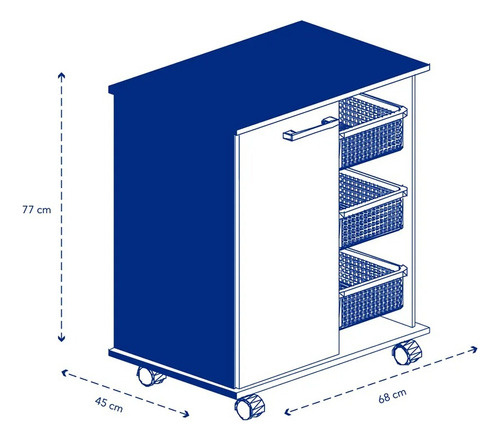 Mueble Base Microondas Verdulero 68x45cms 3 Canastos/dechaus Blanco