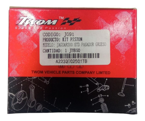 Kit Piston Jaguar Cg200  Std Pasador Grueso Twom