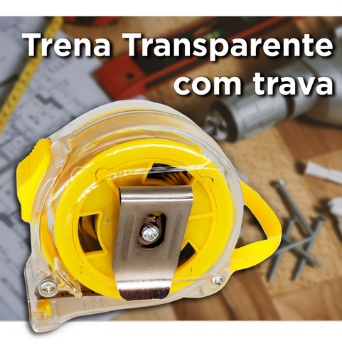Imagem 3 de 7 de Trena 3 Metros Com Trava Resistente Multiuso Transparente