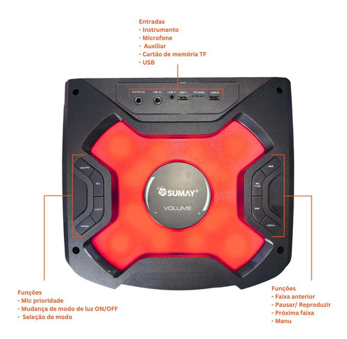Caixa Som Amplificada Bluetooth Karaokê Mega Sound + Mic