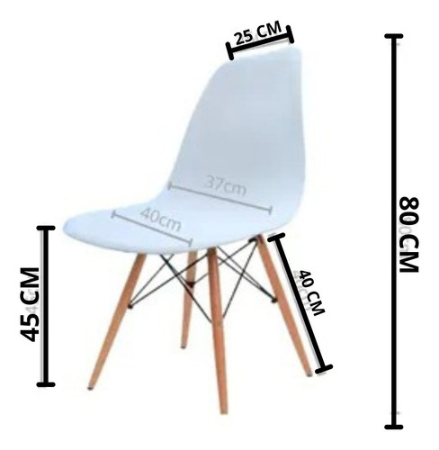 Silla Eames Blanca Mate Set 4pz Polipropileno Marrón Claro Blanco