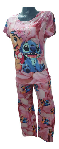 Pijama Mujer De Peluche Lilo Stitch Pantalón Y Blusa