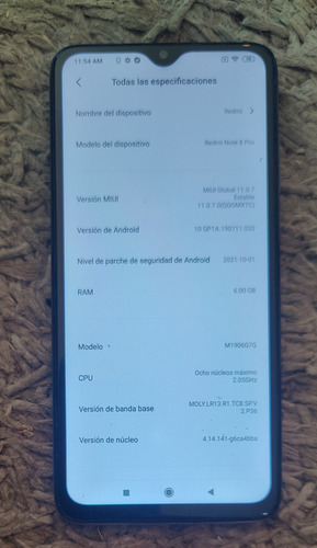 Redmi Note 8 Pro, Libre Para Cualquier Compañía, De 128 Gb De Memoria Y 6 Gb En Ram, Funciona Todo Bien, Tiene Buena Estética Perla