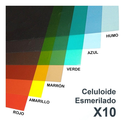 Celuloide Laminas Esmerilado Traslucido De Color 50x70 X10u