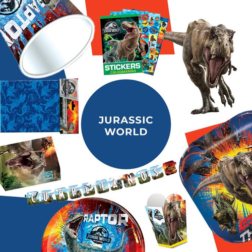 12 Platos Grandes Cuadrados Jurassic World - Jurassic77world