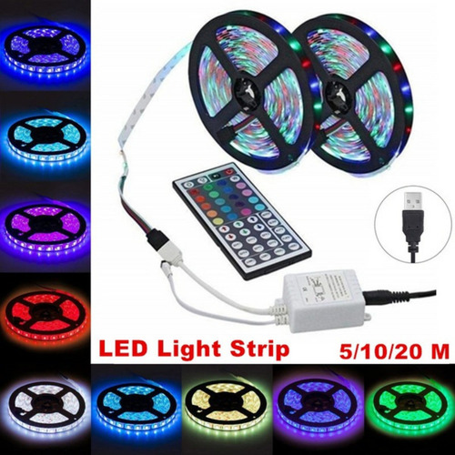 Correa De Luz Led Rgb Recargable De 5 M Con Control Remoto
