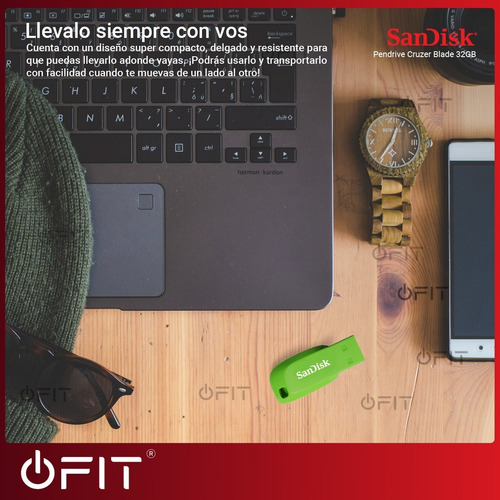 Imagen 7 de 10 de Pendrive Sandisk Cruzer Blade 32gb Usb 2.0 Verde