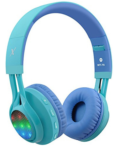 Auriculares Inalámbricos Riwbox Wt-7s Turquesa Con Luz Led